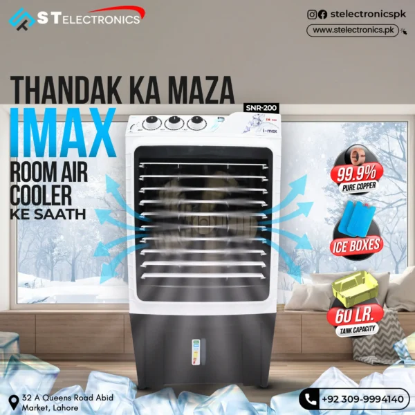 Imax room cooler SNR-200, super asia room cooler 12 volt price in pakistan, super asia air cooler 6500 plus price in pakistan, super asia air cooler 12 volt, super asia room cooler price in lahore, super asia room cooler on installment, royal air cooler, best air cooler in lahore, used air cooler for sale in lahore, imax room cooler snr 200 copper price in pakistan, imax room cooler snr 200 copper review, imax room cooler snr 200 copper price in, imax room cooler snr 200 copper pakistan, IMAX Room Cooler SNR-200, IMAX SNR-200 price in Pakistan, IMAX air cooler copper motor, room cooler with copper motor, IMAX cooler ST Electronics Lahore, best room cooler in Pakistan, summer cooling solution Lahore