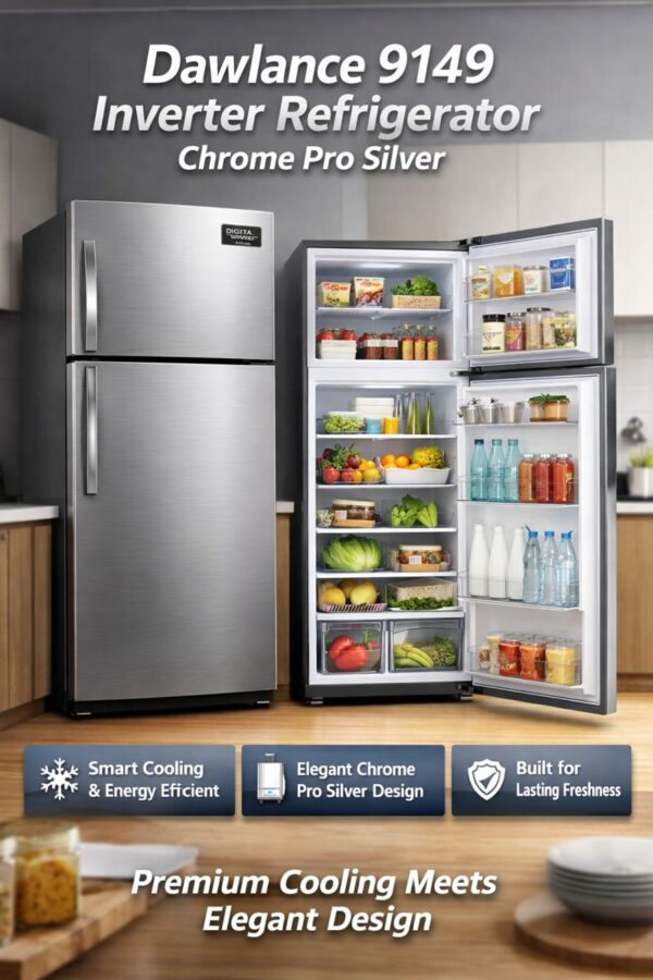 Dawlance Refrigerator 9149 Inverter Chrome Pro Silver